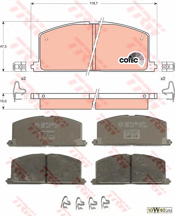колодки дисковые п.\toyota camry 1.8-2.0d 82-88 / carina 1.6-2.0d <98