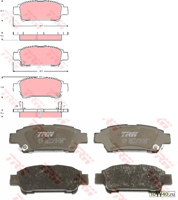 Колодки тормозные дисковые задн TOYOTA: AVENSIS VERSO 01-, PREVIA 00-