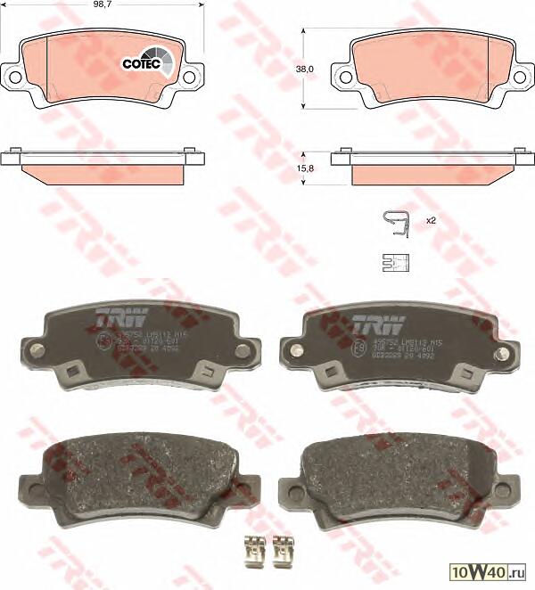 Колодки тормозные дисковые задн TOYOTA: COROLLA 00-02, COROLLA 02-, COROLLA Compact 00-02, COROLLA Liftback 00-02, COROLLA Verso 02-04, COROLLA Wagon 00-02, COROLLA седан 0