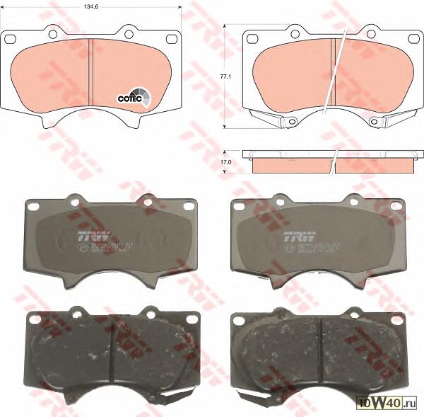 Колодки передние TOYOTA LAND CRUISER 120, PRADO 150, MITSUBISHI PAJERO IV GDB3364