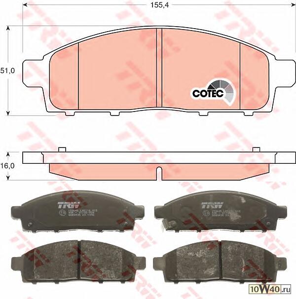 Колодки тормозные MITSUBISHI PAJERO SPORT/MONTERO SPORT 08>/L200 05> передние
