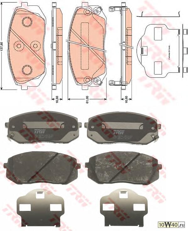 Колодки тормозные дисковые передн : CARENS II 2.0 CRDi 02-, CARENS III 2.0 CRDi/2.0 CVVT 06-