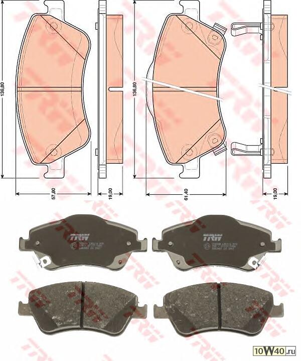 колодки дисковые п.\ toyota auris 1.4vvti / 1.6vvti / 1.4d-4d / 2.2d 07>