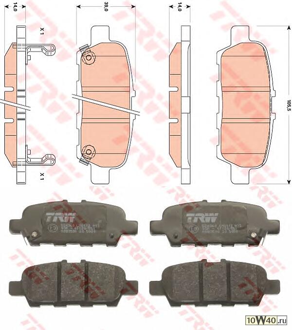 колодки зад.nissan teana, x-trail, murano 02=>