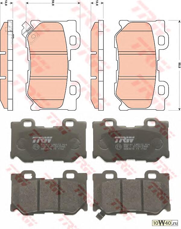 gdb3515 колодки дисковые задние\ infiniti fx35 03> / fx50 / g37 08>, nissan 370z 09>
