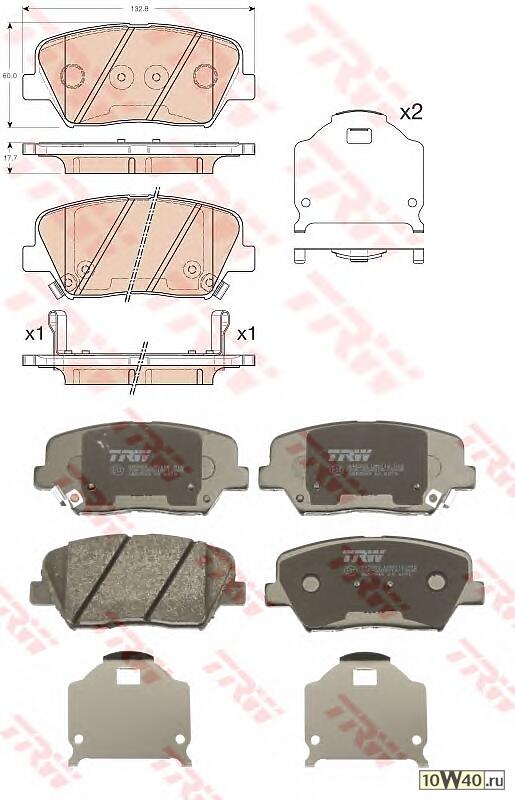 Колодки тормозные дисковые : ELANTRA 1.6/1.8 11-, VELOSTER 1.6 GDI 11- / : SORENTO II 2.4 CVVT/2.4 CVVT 4WD 09