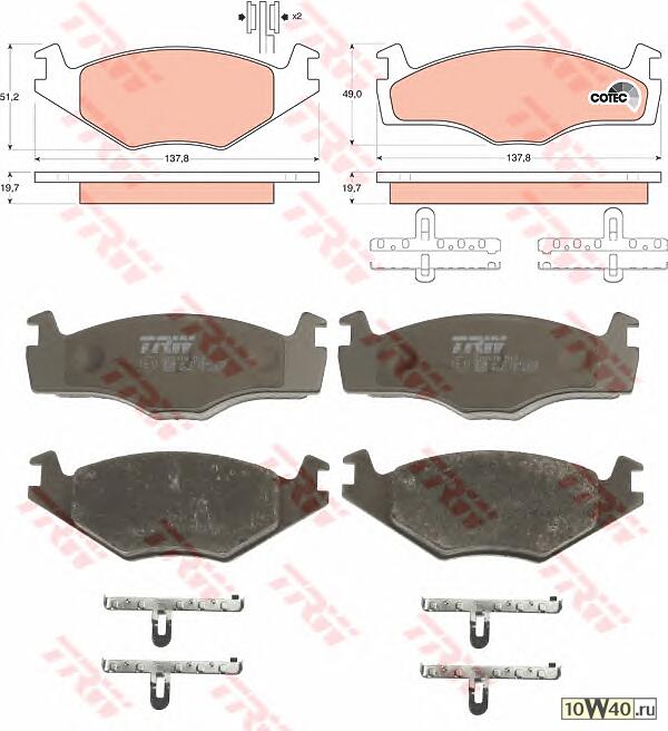 колодки дисковые п.\ VW golf 1.4-1.8 / 1.6-1.9td 83-95 / passat 82-88