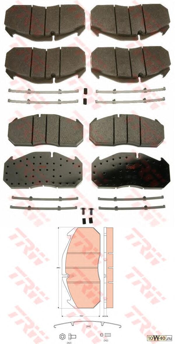 gdb5065 колодки дисковые 29030 с пластинами,отв. 5мм 249.5x118.3x28.2\omn rvi ae 420t, man, setra