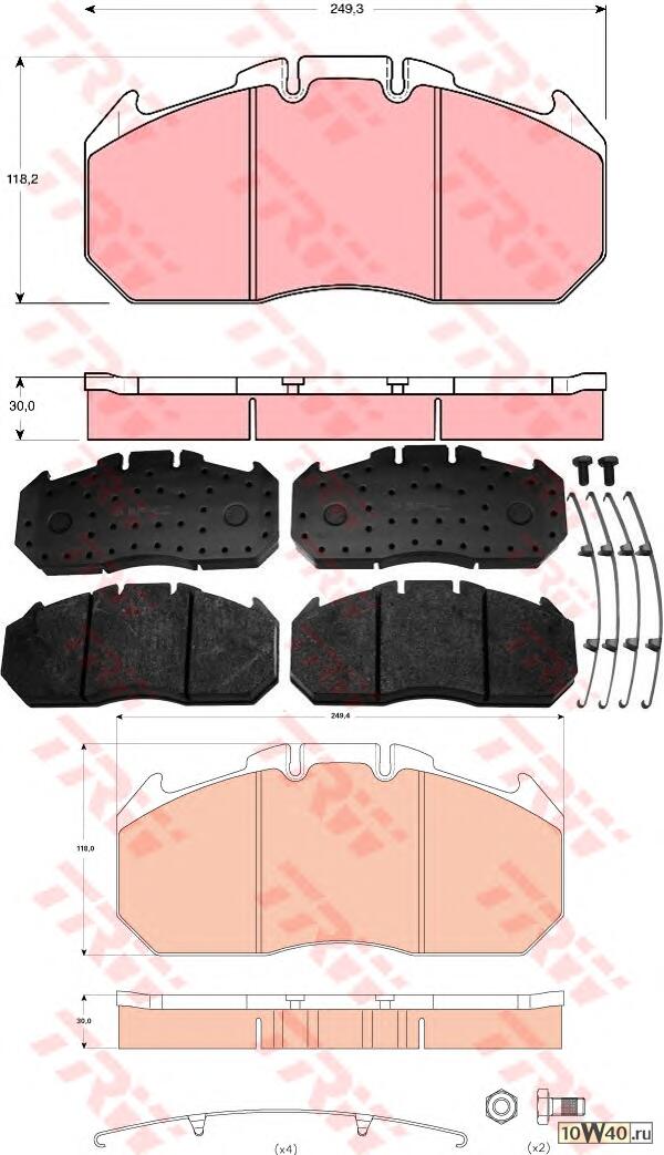 gdb5086 колодки дисковые 29131 с пластинами, 249.3x118.2x30\rvi magnum / premium 00->