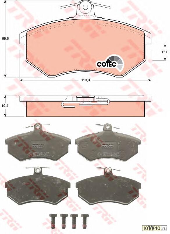 КОЛОДКИ ТОРМОЗНЫЕ ПЕР. AUDI-80 86- /GOLF III/PASSAT 88- 19.5MM.