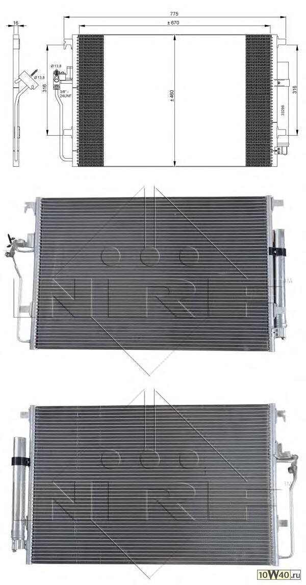 радиатор кондиционера mercedes sprinter 06=>