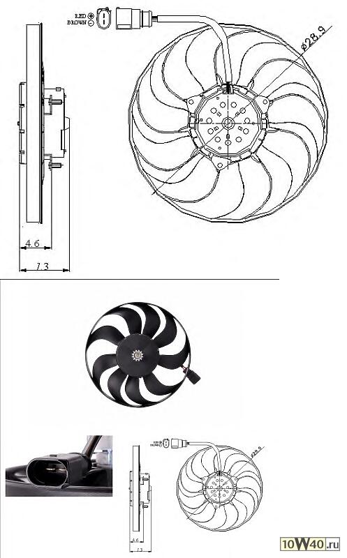 крыльчатка с эл. мотором audi a3, VW golf / jetta / passat 03=>