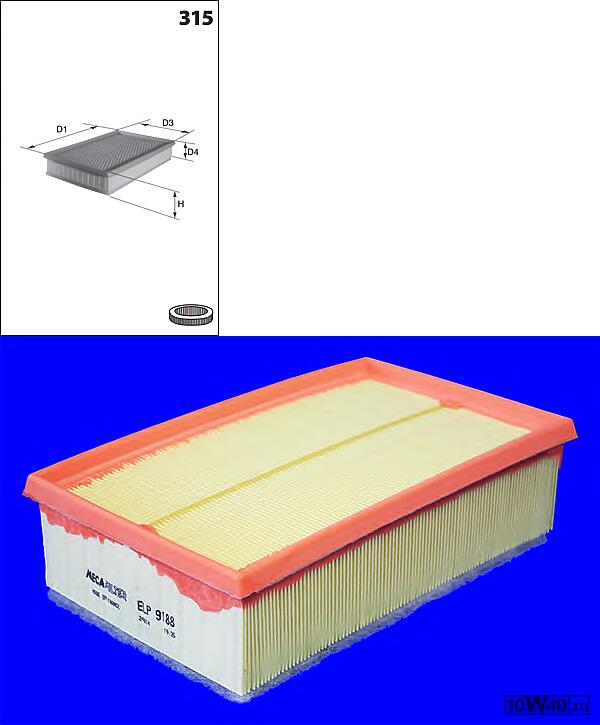Код оригинала: ELP9188_LAU, <BR>фильтр воздушный  Citroen C4, Peugeot 307/308 2.0HDi 04>