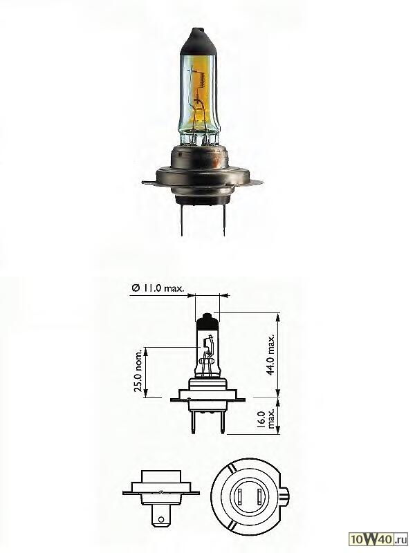 лампа накаливания h7 white 12v 55w px26d