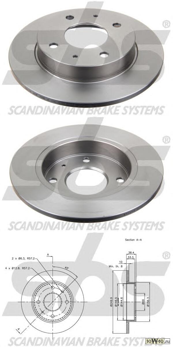 диск тормозной задний  Mitsubishi Colt 1.1-1.5D 04>