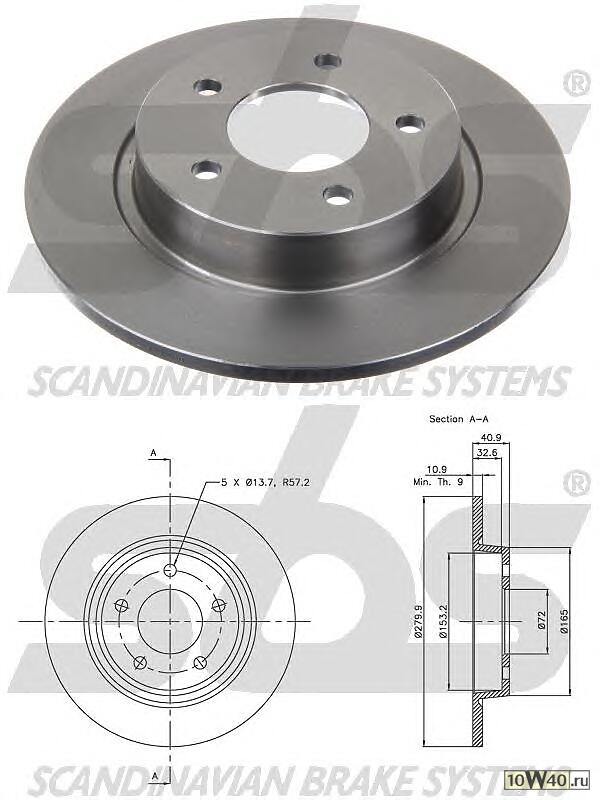 диск тормозной задний  Mazda 3 2.0 03>