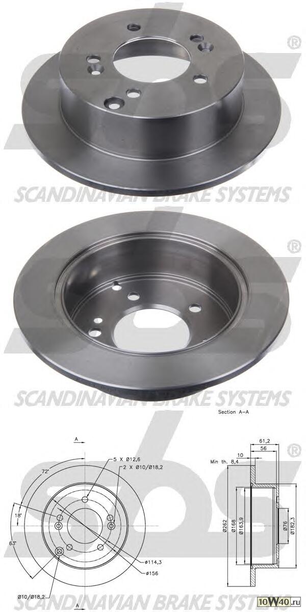 диск тормозной задний  Hyunadi Tuscon/Sonata V 2.0/2.4/2.0CRDi 04>