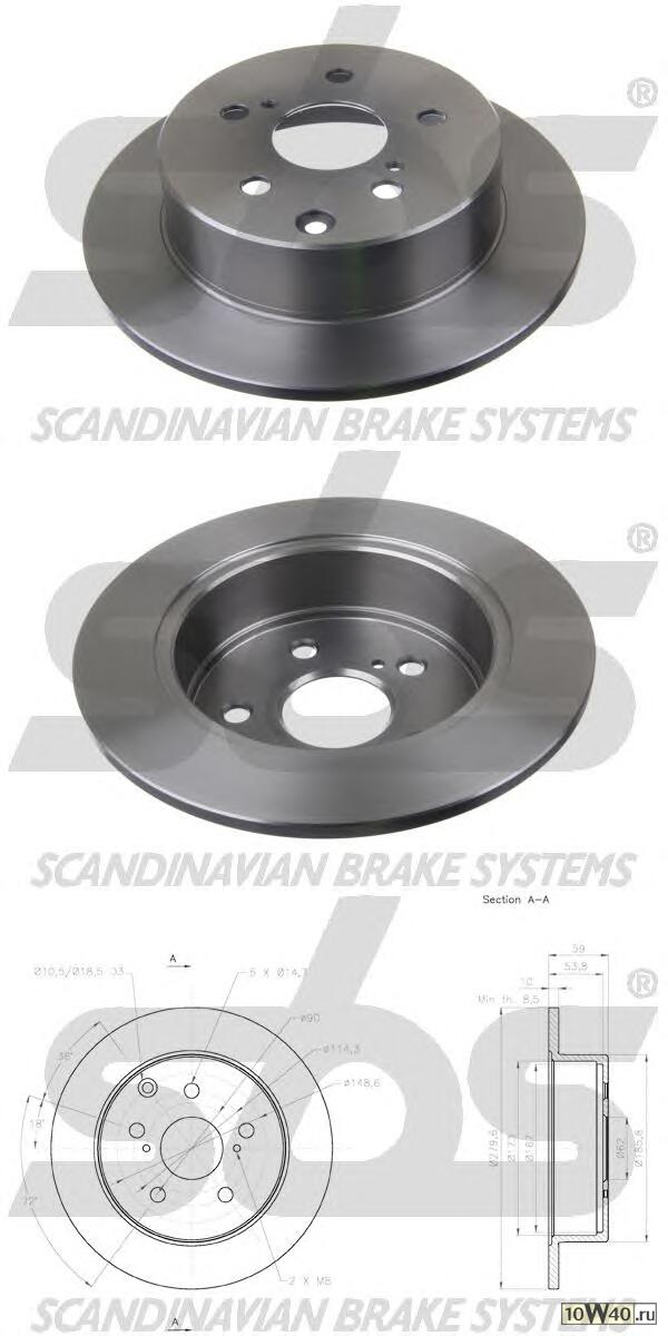 диск тормозной задний  Toyota Avensis 2.2D 05>