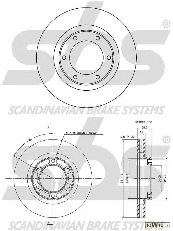 диск тормозной передний\ toyota land cruiser 4.5 / 4.2d / 4.2td 92-98