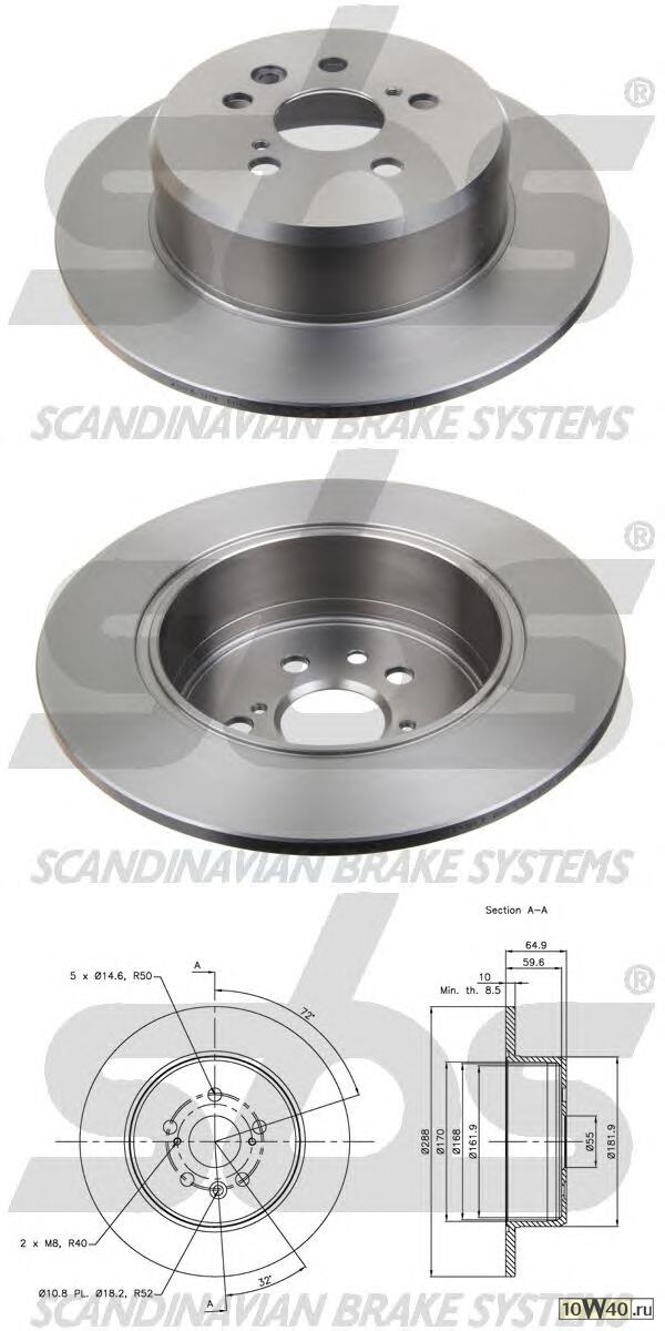 диск тормозной задний  Toyota Avensis 1.6-2.0TD 97>