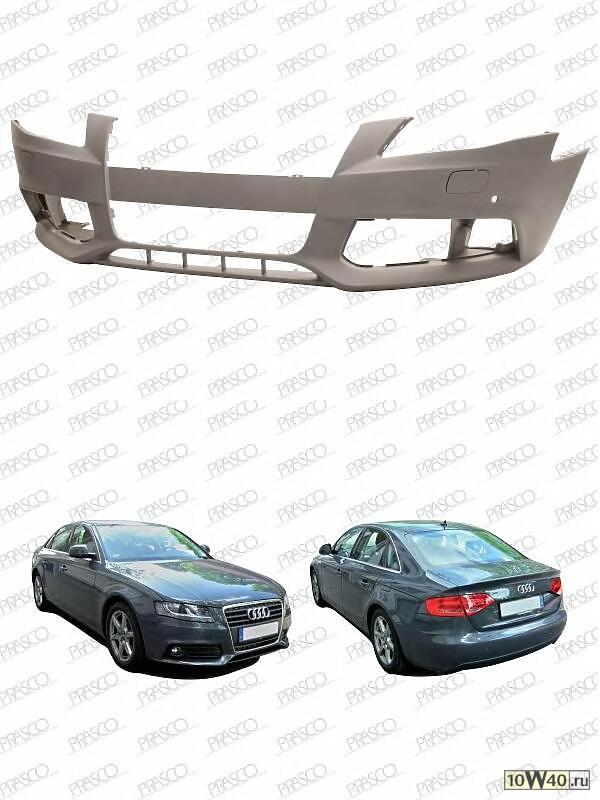Бампер передний грунтованный (для а/м с омывателем фар+парктроник) / AUDI A-4 08~