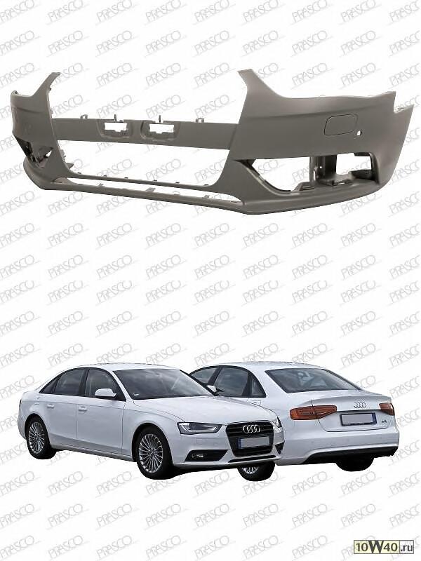 Бампер передний грунтованный (для а/м с омывателем фар+парктроник) / AUDI A4 12~
