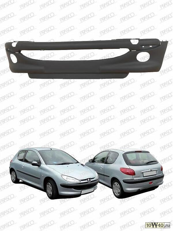 бампер передний грунт. с отв. для противотуманных фар и спойлером\ peugeot 206 98-09