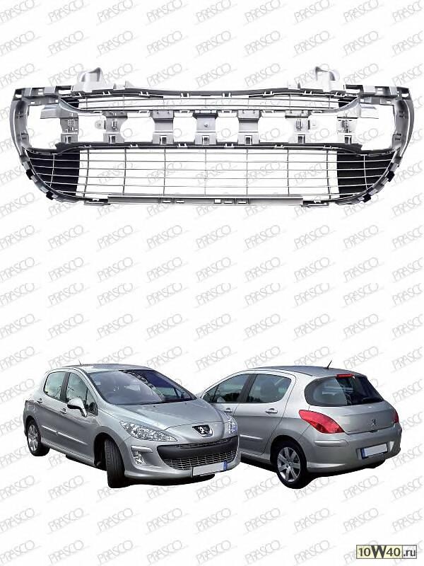 решетка бампера центральная черная\ peugeot 308 1.4i / 1.6i / 2.0hdi 07-14