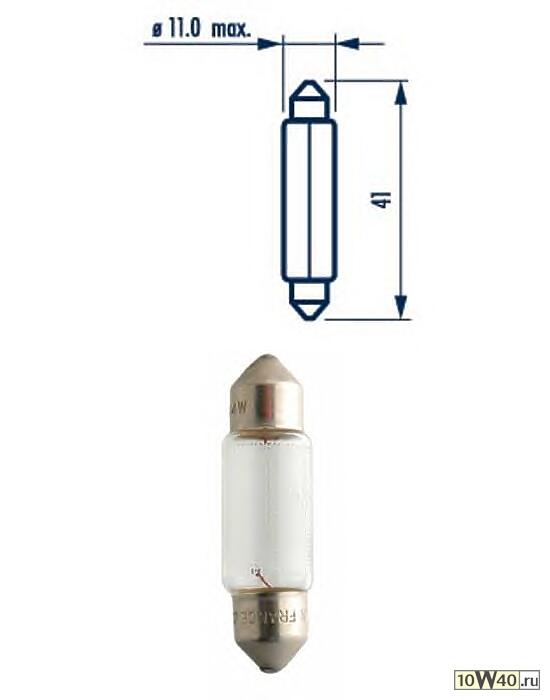 Лампа накаливания 10шт в упаковке 12V 5W SV8,5
