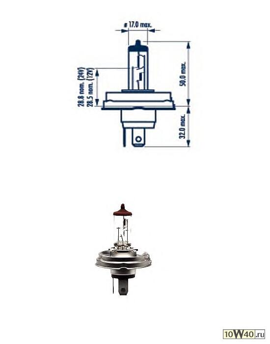лампа 45 / 40w 12v p45t\