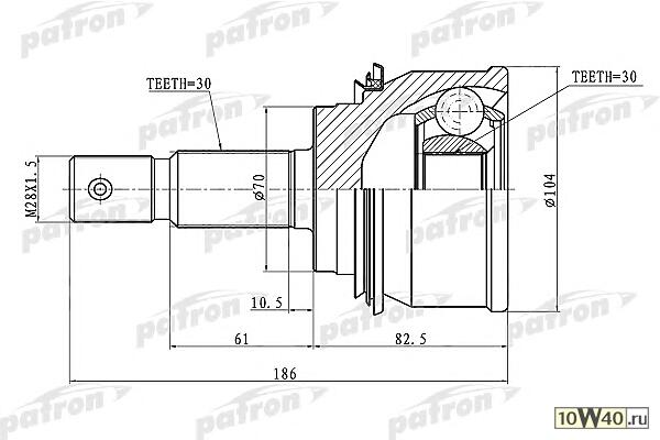 ШРУС наружный 30x70x30 TOYOTA LAND CRUISER PRADO 120 02-09