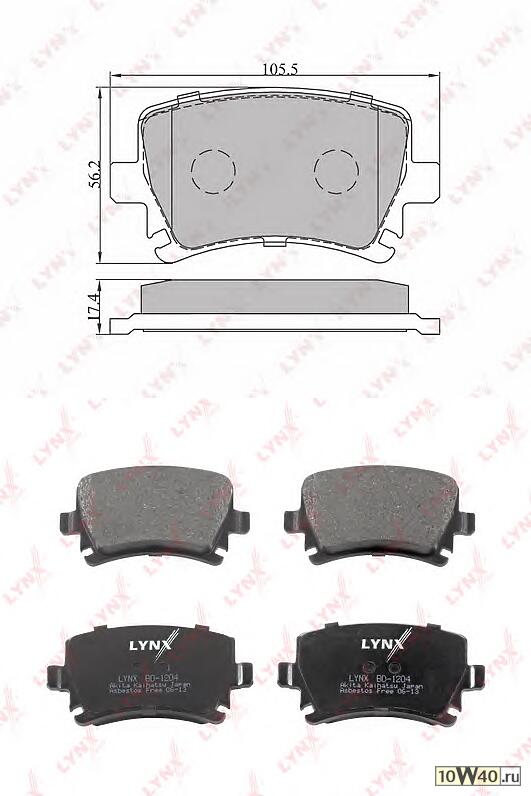 Колодки тормозные задние подходит для AUDI A3 03/A4 00/A6 04, SKODA Octavia/Superb, VW Caddy III/Golf V/Jetta/Passat(B6)/Touran 03 BD-1204