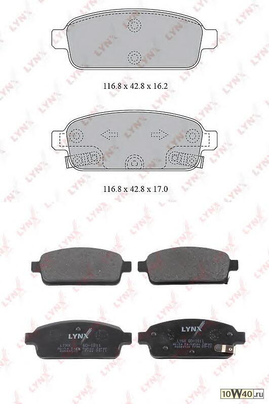Колодки тормозные задние подходит для CHEVROLET Cruze 09, OPEL Astra J 1.3D-2.0TD 09 BD-1811