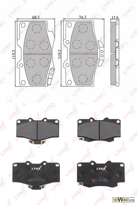 колодки тормозные передние toyota land cruiser(j70) 2.4-3.4 90-96 / (j80) 4.2-4.5 95-98 / (j90) 96-02 / 4