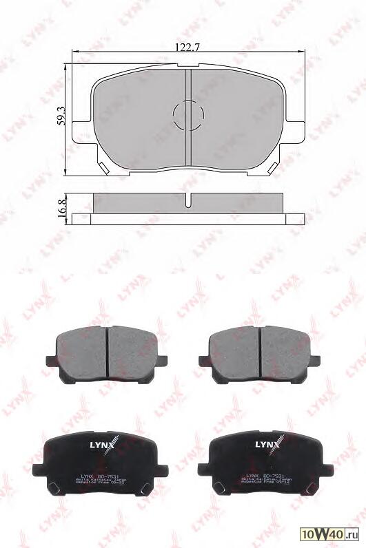 колодки тормозные передние toyota avensis verso (ake) 2.0-2.0d 01>
