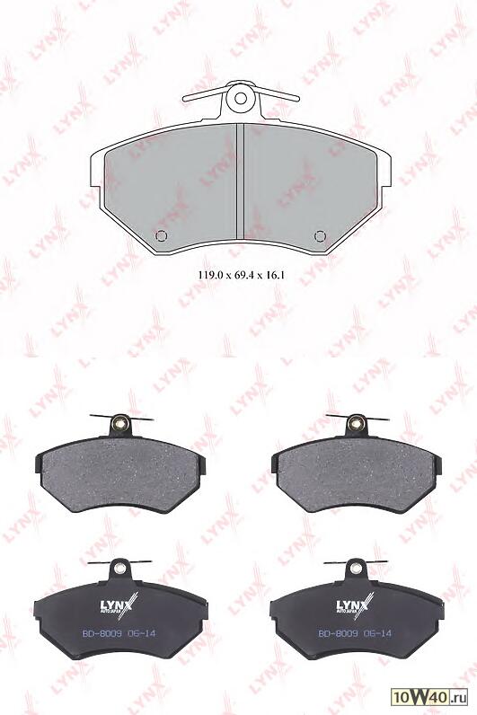 колодки тормозные передние VW caddy 1.4-1.6 95-04 / golf III 1.4-2.0 91-97 / lupo 1.4-1.7d 98-05 / p