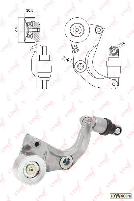 Натяжитель с роликом / приводной подходит для HONDA Accord VIII 2.0 08 / Civic(FD/K) 1.8 06 / CR-V III-IV 2.0 07 / FR-V 1.8 07 PT-3016