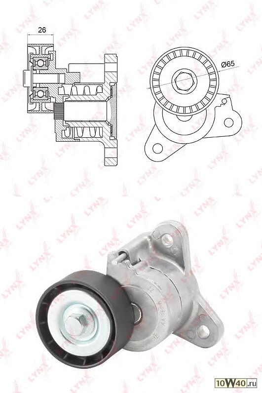 Натяжитель с роликом / приводной подходит для MITSUBISHI ASX 1.8-2.0 10 / Lancer 1.8-2.0 08 / Outlander II 2.0-2.4 06-12, CITROEN C-Crosser 2.0-2.4 08, CHRYSLER Sebring 2.0-2.4 07-10, J PT-3022