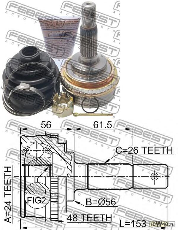 шрус наружный 24x56x26 toyota corolla ae10 ce10 ee10 1991.06-2002.06 [jp]