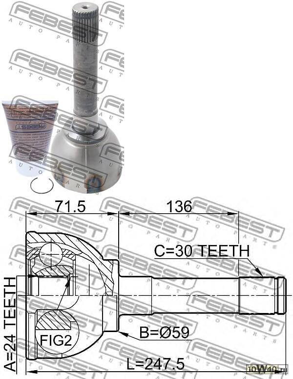 Шрус Наружный 24x59x30 (Toyota Land Cruiser 80 Fzj80/Hdj81/Hzj80 1990-2001)