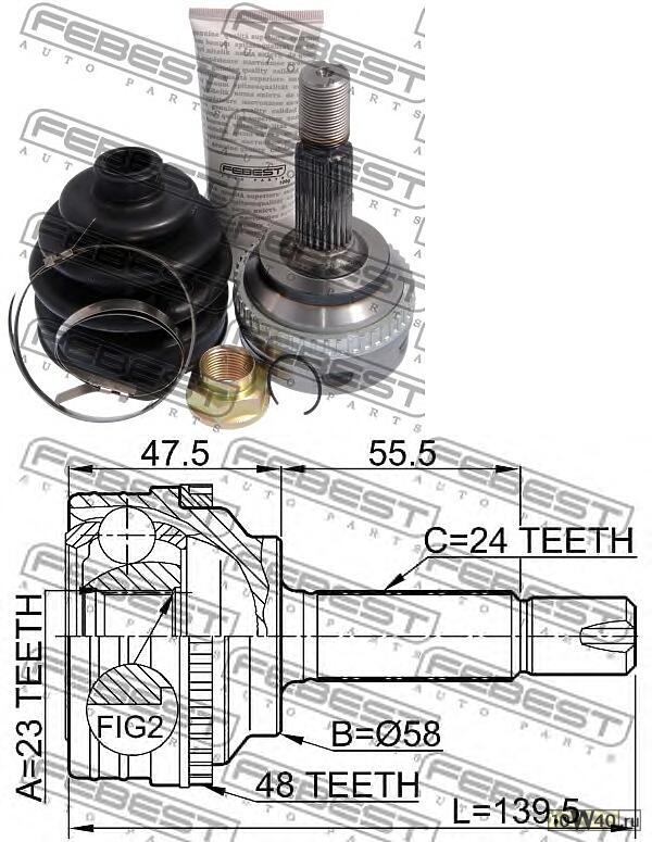 шрус наружный 23x58x24 (toyota yaris ncp1 / nlp10 / scp10 1999-2005) febest