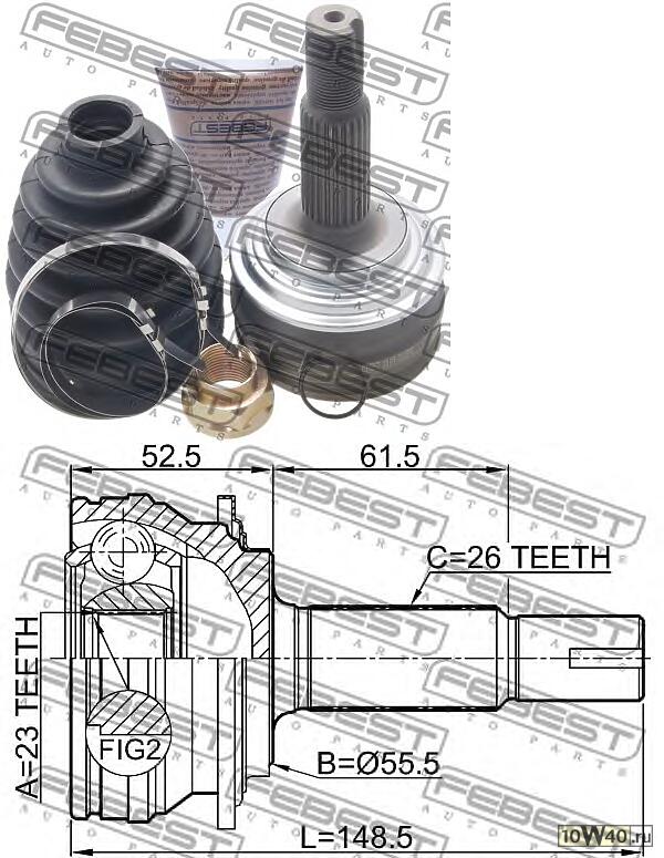 шрус наружный 23x55x26 toyota yaris ksp90 / nlp90 / nsp90 / scp90 / ncp90 / zsp90 2005-