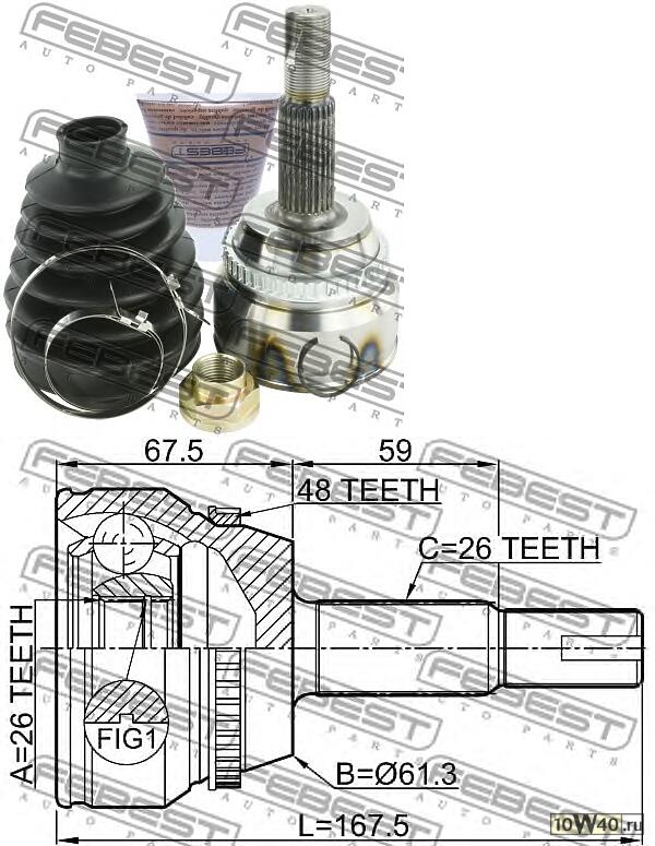 ШРУС внешний 26X61.3X26 TOYOTA CAMRY ACV40/GSV40 2006-2011 0110-ACV40L26A48