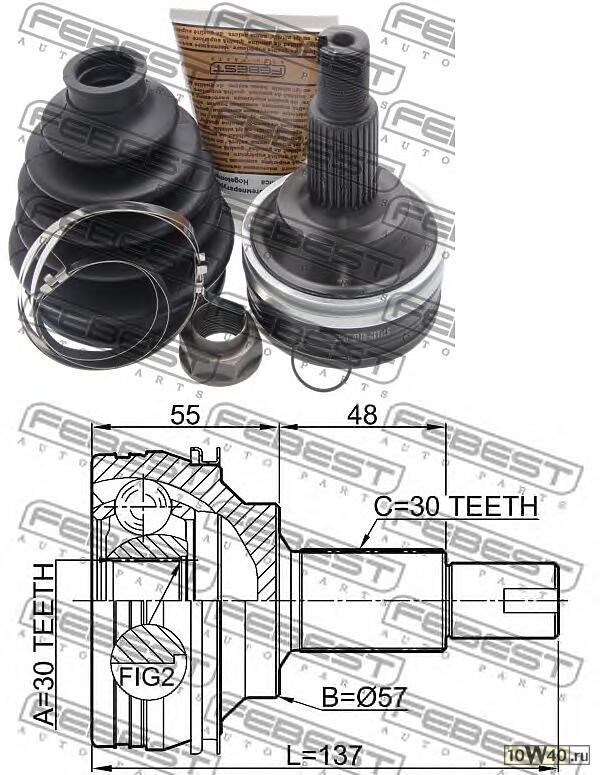 шрус наружный 30x57x30 toyota mark x grx125 4wd 2004-2009