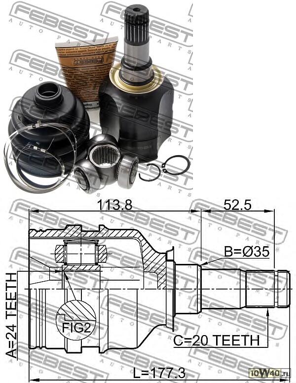 шрус внутренний левый 24x35x20 toyota avensis at22 / azt220 / cdt220 / ct220 / st220 / zzt