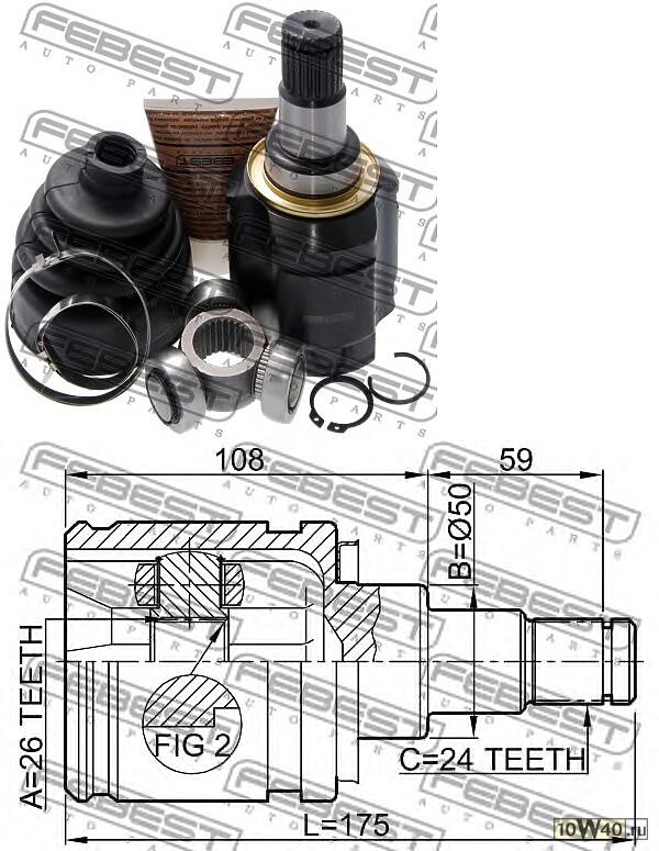 шрус внутренний левый 26x50x24 (toyota camry acv3 / mcv3 2001-2006) febest