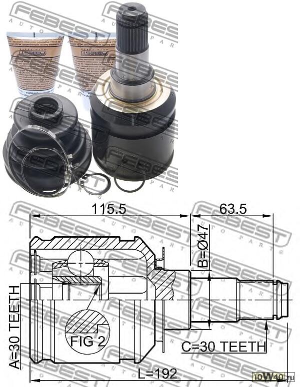 шрус внутренний 30x47x30 (toyota land cruiser prado 120 grj12 / kdj12 / rzj12 / trj12 / vzj12 2002-2009