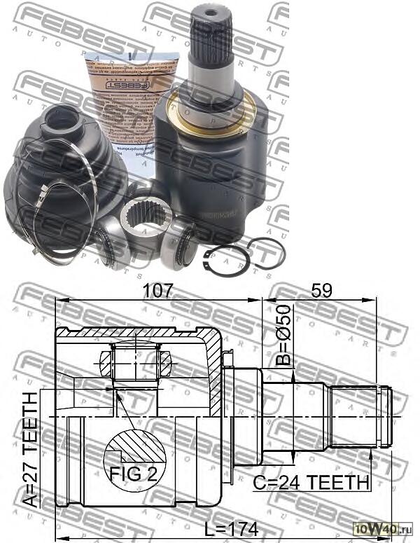 шрус внутренний левый 27x50x24 (toyota camry acv40 / gsv40 2006-) febest