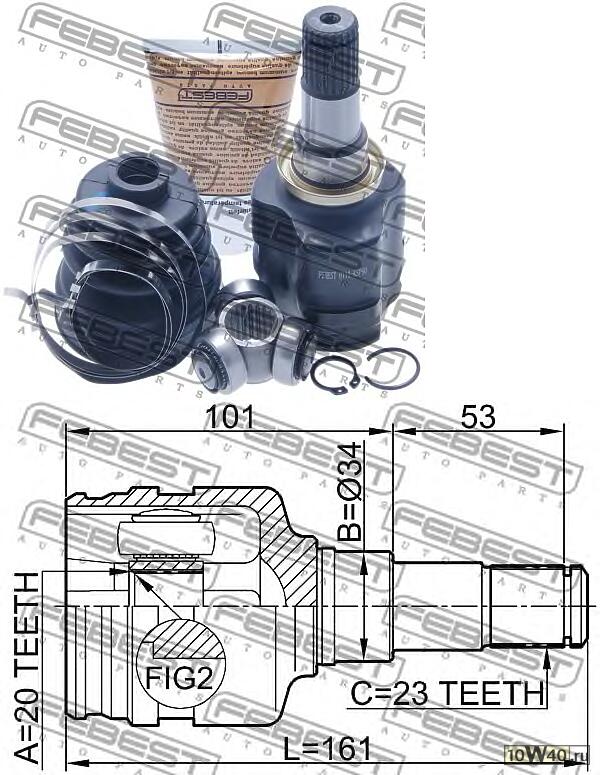 шрус внутренний 20x34x23 (toyota yaris ksp90 / nlp90 / nsp90 / scp90 / ncp90 / zsp90 2005-) febest