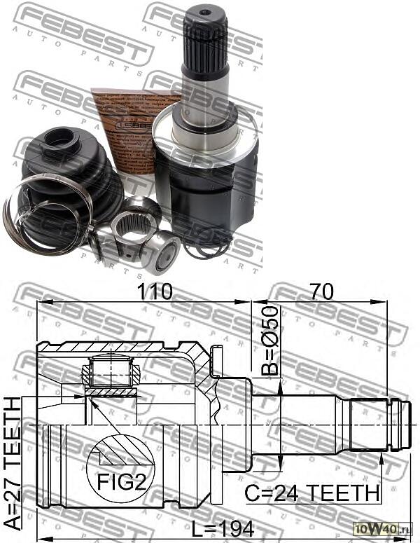 шрус внутренний левый 27x50x24 toyota rav4 aca3 ala3 gsa33 zsa3 2005.11-2012.12 [eu]